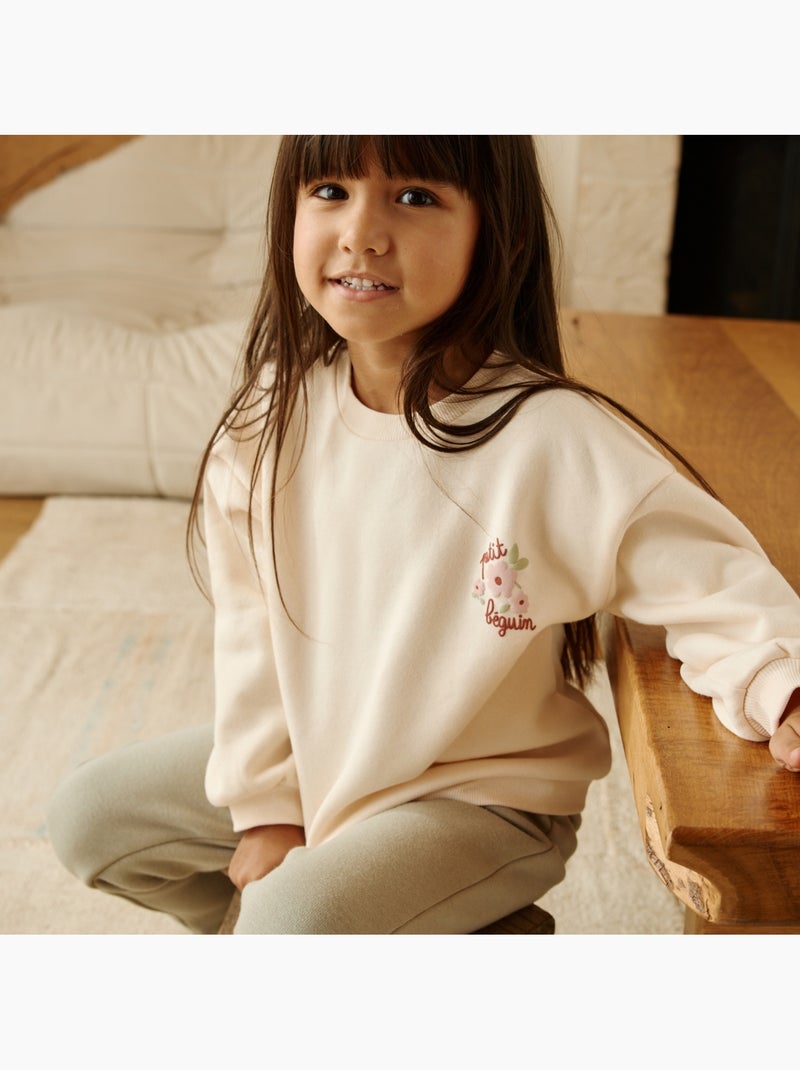 Sweat en molleton marguerite Ecru - Kiabi