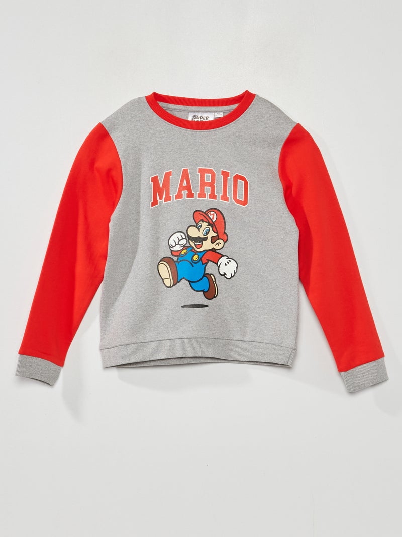 Sweat en molleton 'Mario' gris/rouge - Kiabi
