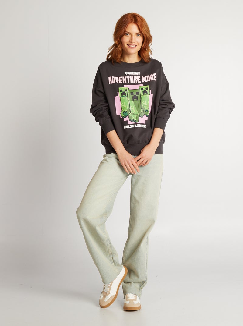 Sweat en molleton 'Minecraft' Gris anthracite - Kiabi
