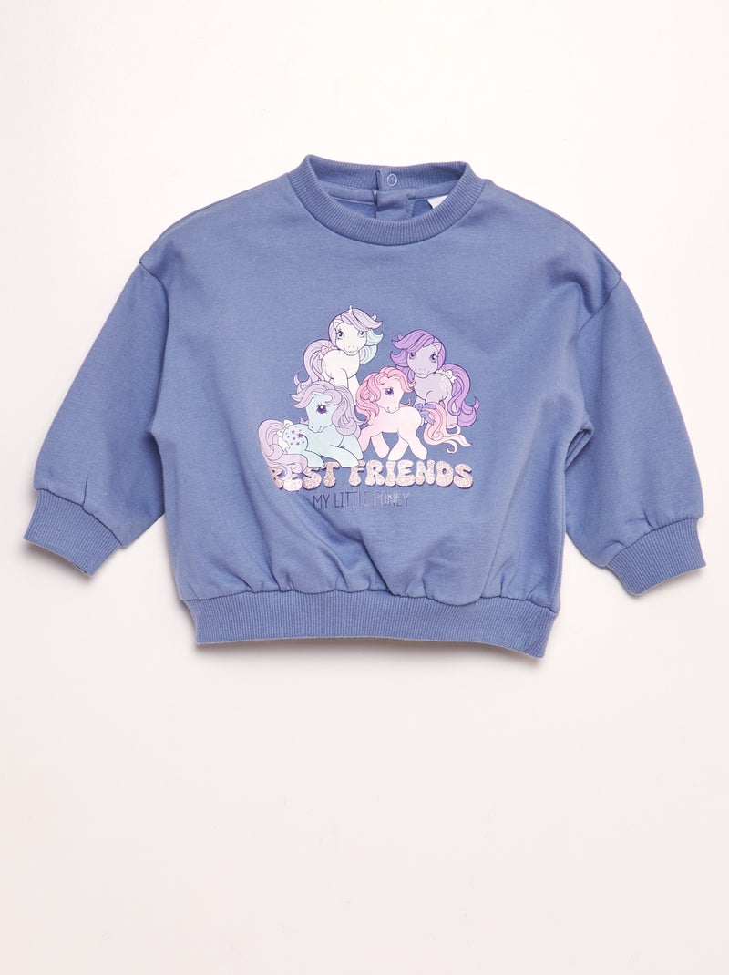 Sweat en molleton 'Mon petit poney' Bleu - Kiabi