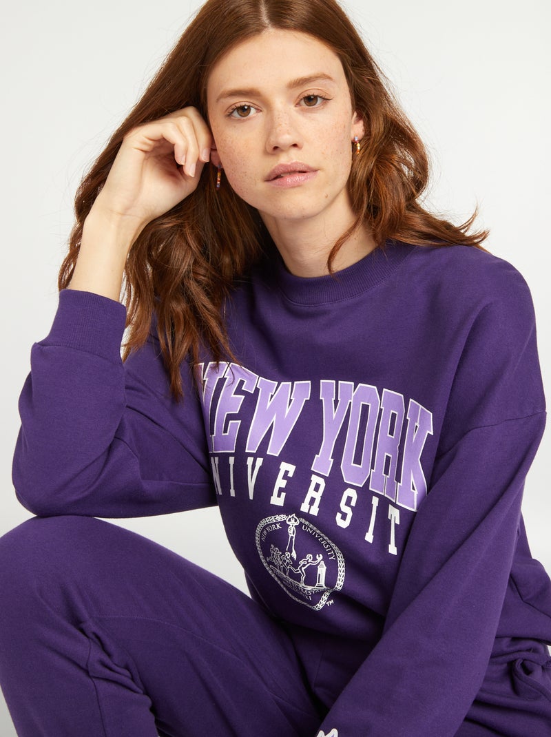 Sweat en molleton 'New-York University' Violet - Kiabi