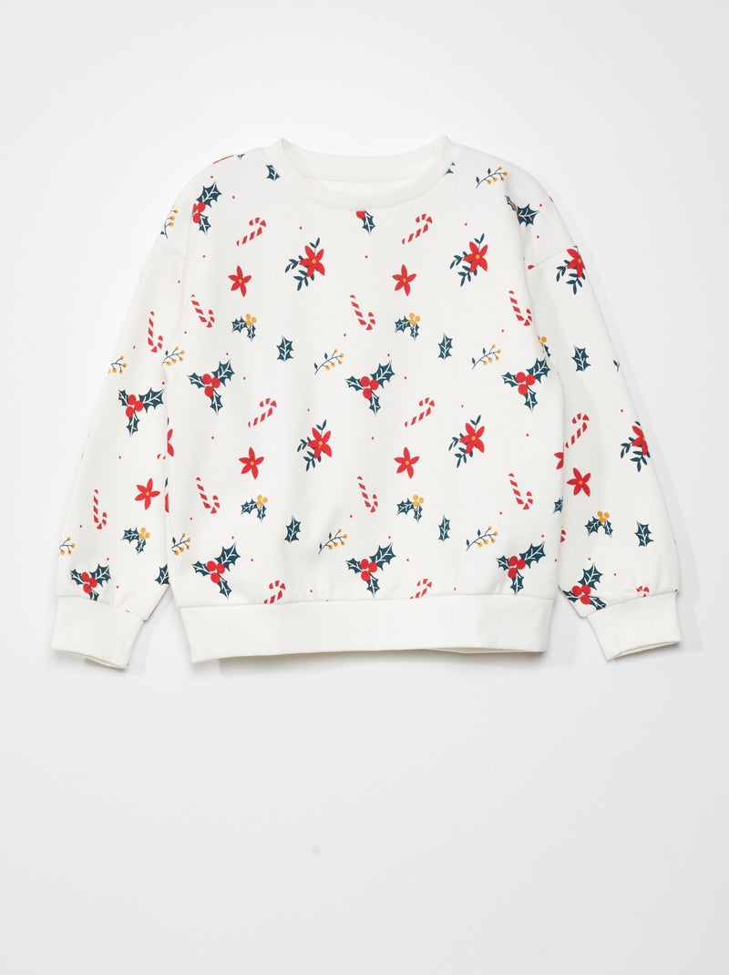 Sweat en molleton 'noël' Beige - Kiabi