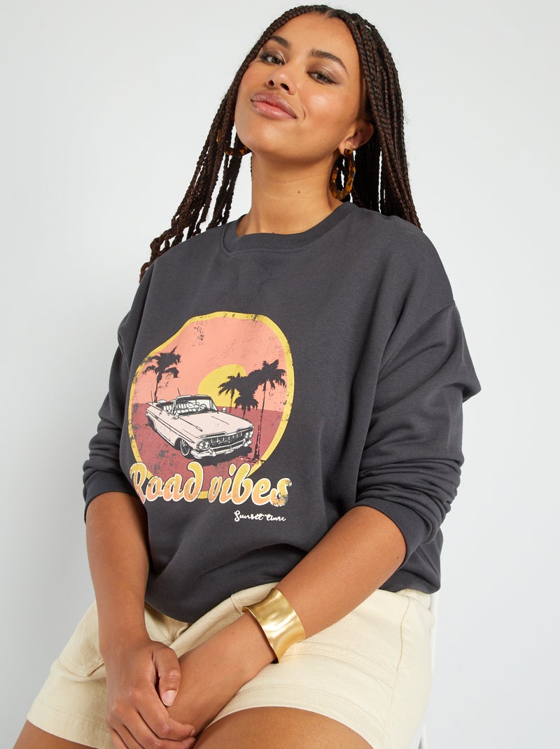 Sweat en molleton Noir - Kiabi