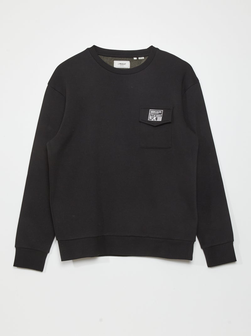 Sweat en molleton noir - Kiabi