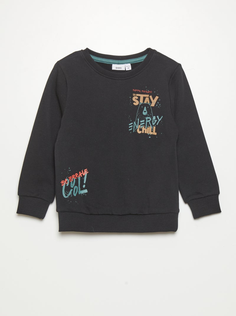 Sweat en molleton noir - Kiabi