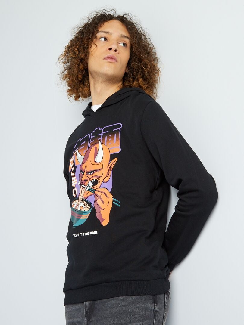Sweat en molleton Noir 'diable' - Kiabi