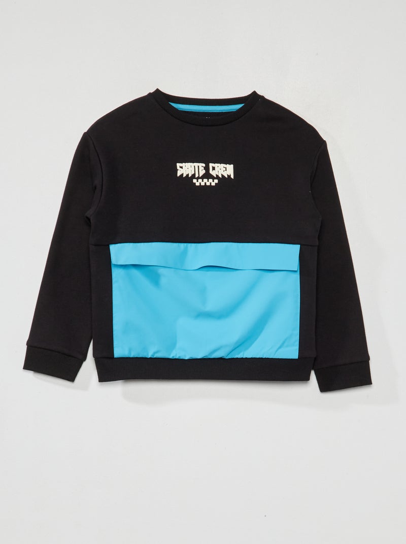 Sweat en molleton Noir/bleu - Kiabi