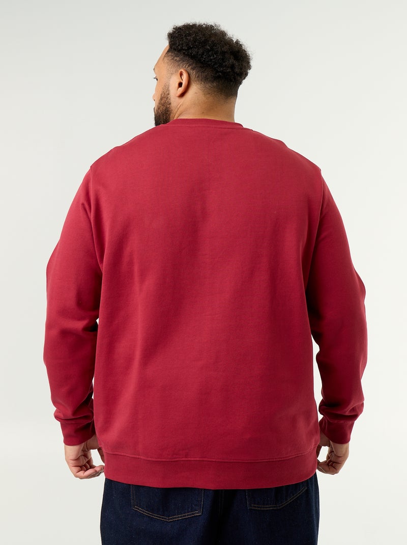 Sweat en molleton non gratté avec inscription Rouge - Kiabi