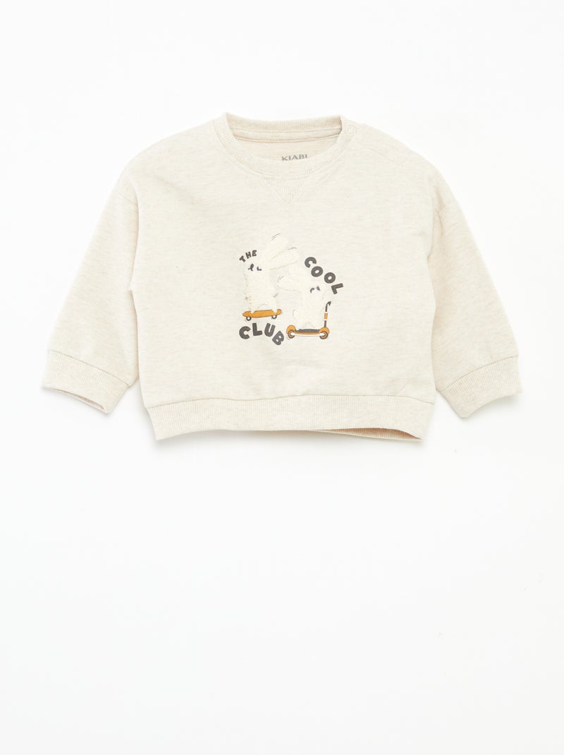 Sweat en molleton non gratté Beige - Kiabi