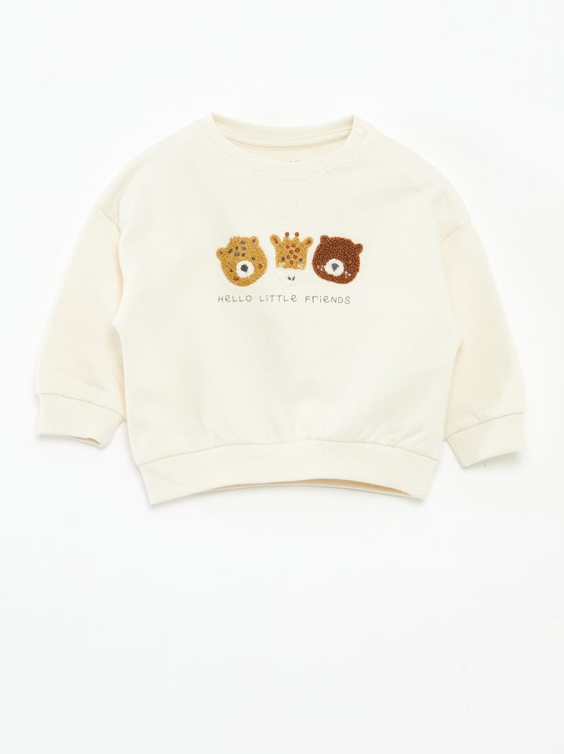 Sweat en molleton non gratté Blanc - Kiabi