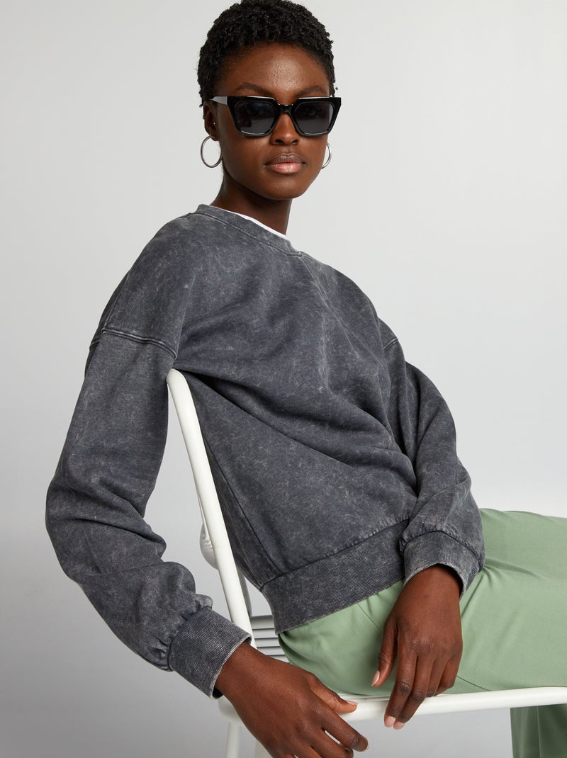 Sweat en molleton oversize Gris anthracite - Kiabi
