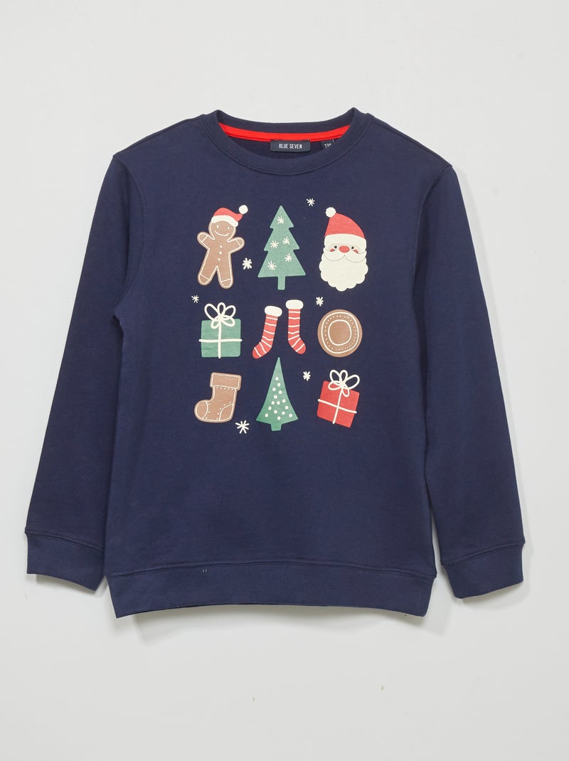 Sweat en molleton 'Père Noël' Bleu - Kiabi