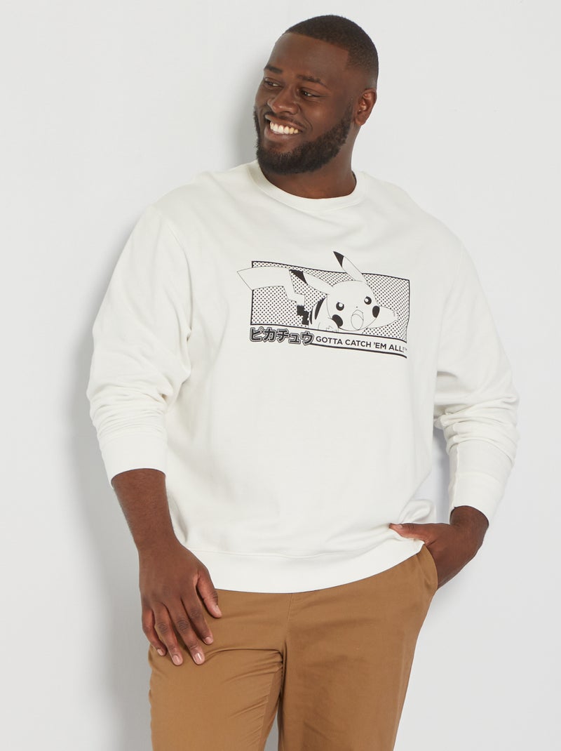 Sweat en molleton 'Pikachu' blanc - Kiabi