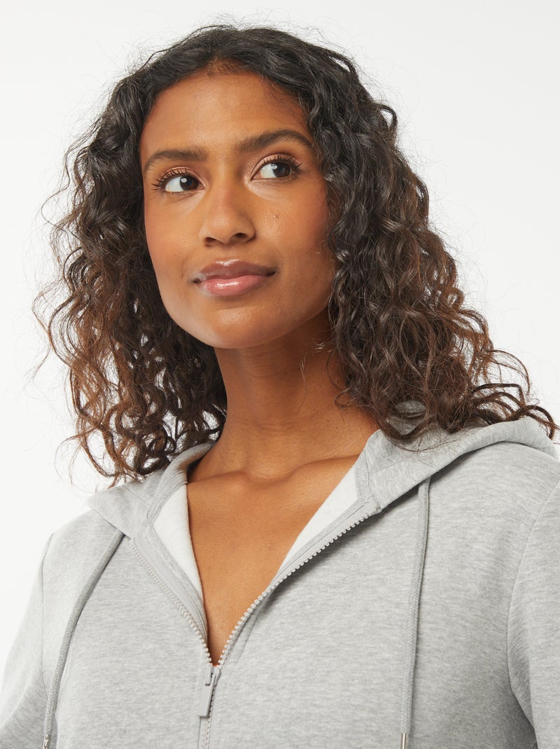 Sweat en molleton pour femme à capuche zippé Gris - Kiabi