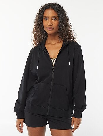 Sweat en molleton pour femme à capuche zippé
