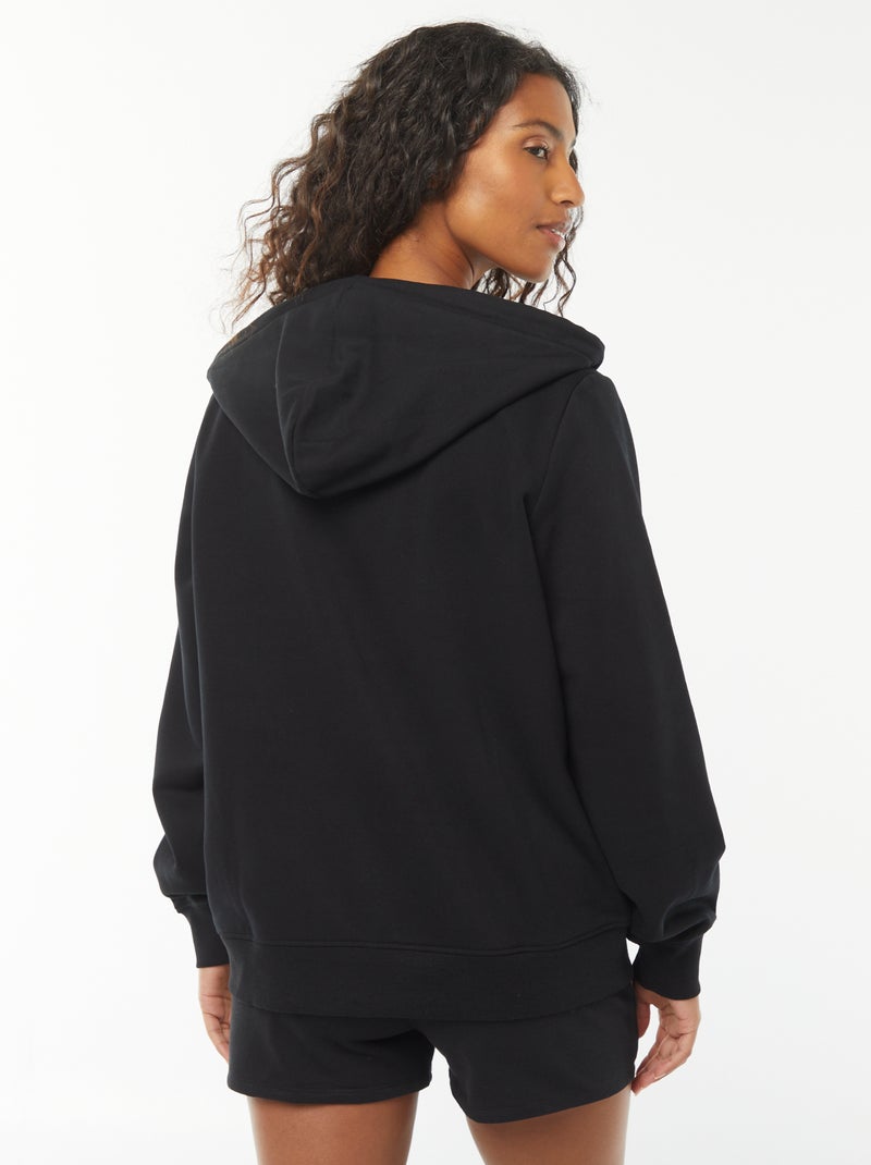 Sweat en molleton pour femme à capuche zippé Noir - Kiabi