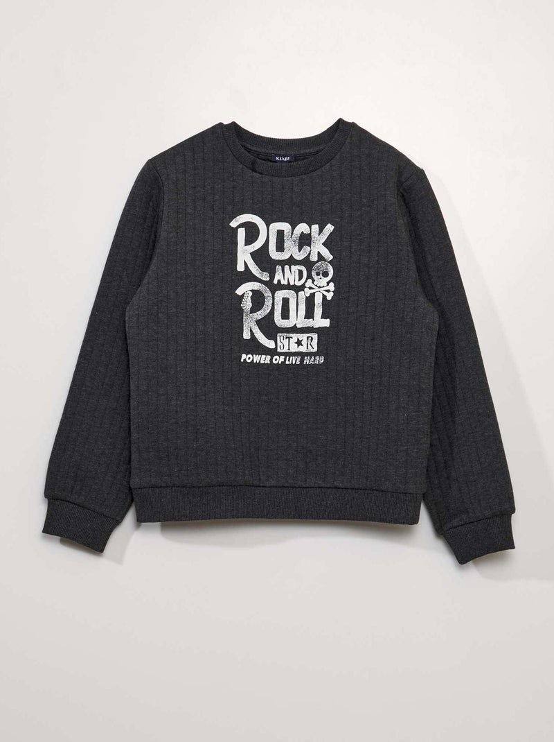 Sweat en molleton 'rock and roll' GRIS - Kiabi