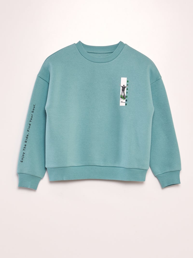 Sweat en molleton 'skate' Vert - Kiabi