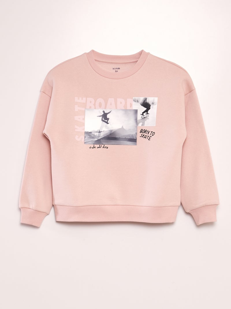 Sweat en molleton 'skateur' Rose - Kiabi