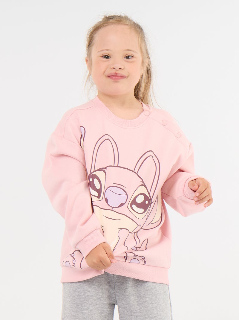 Sweat en molleton 'Stitch' - collection facile à enfiler Rose - Kiabi