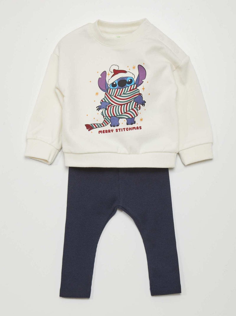 Sweat en molleton 'Stitch' 'Disney' Blanc - Kiabi