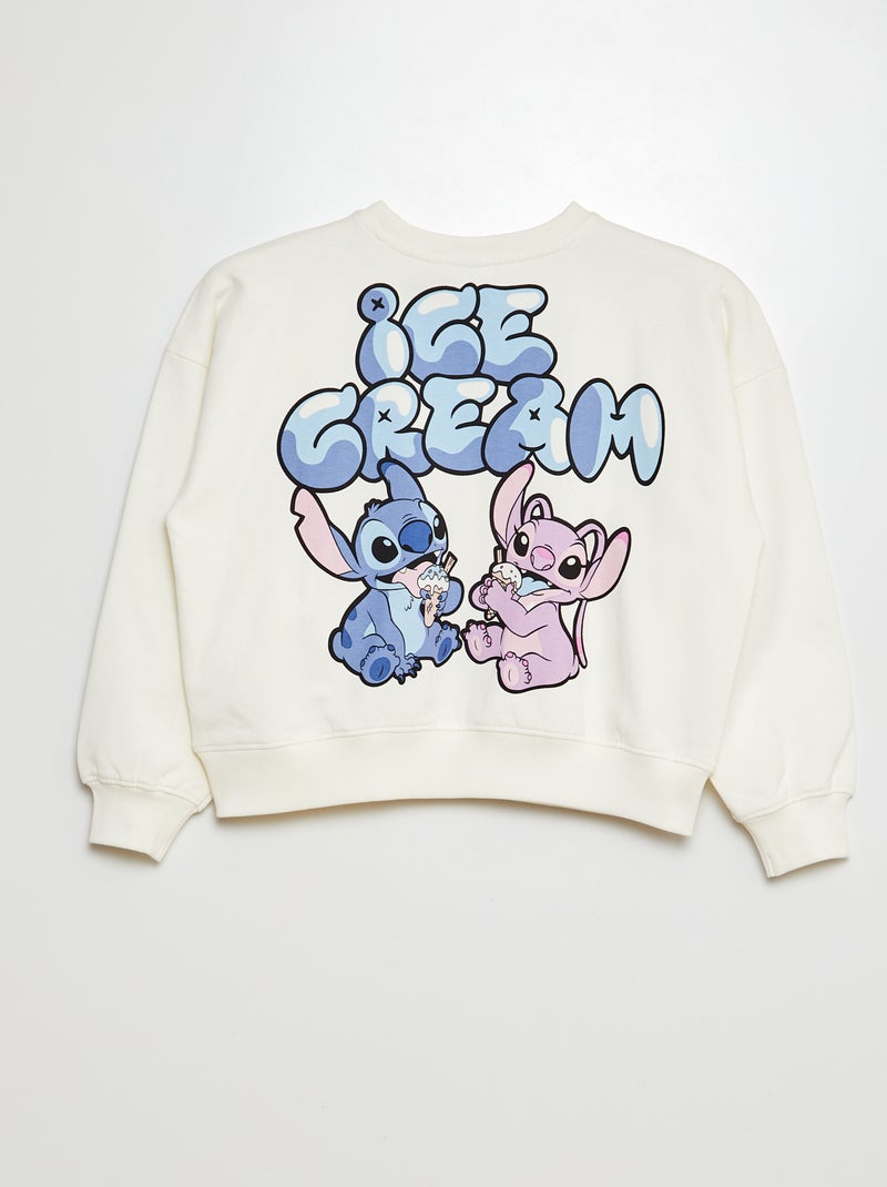 Sweat en molleton 'Stitch' 'Disney' Blanc - Kiabi