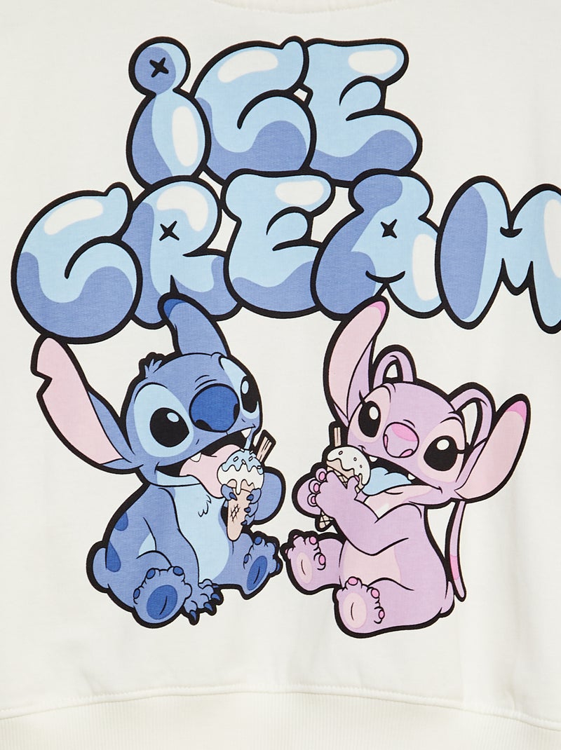 Sweat en molleton 'Stitch' 'Disney' Blanc - Kiabi