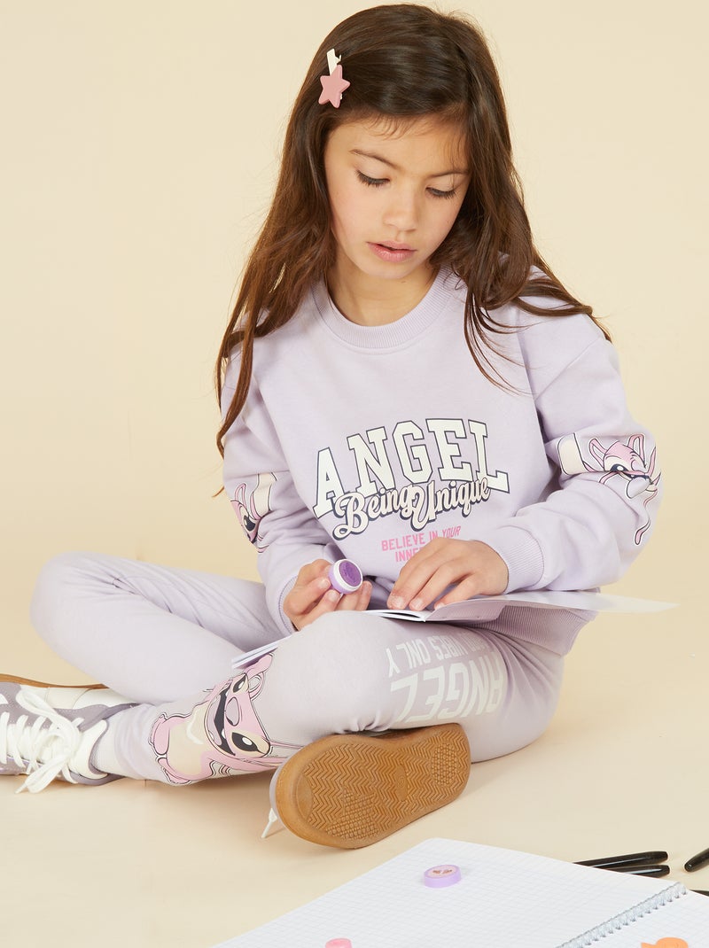 Sweat en molleton 'Stitch' Lilas - Kiabi