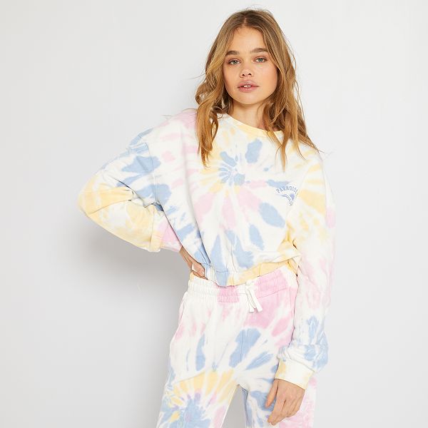 Sweat en molleton tie and dye fille adolescente - tie and dye - Kiabi -  12,00€