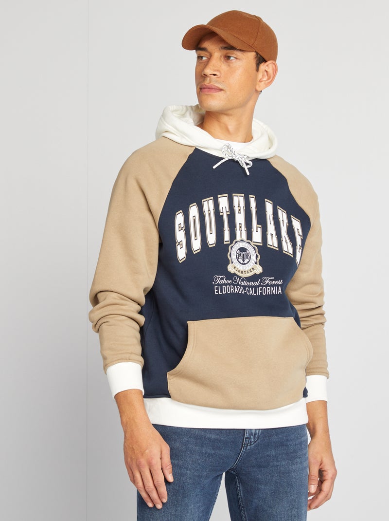 Sweat en molleton type université américaine Marine/beige - Kiabi