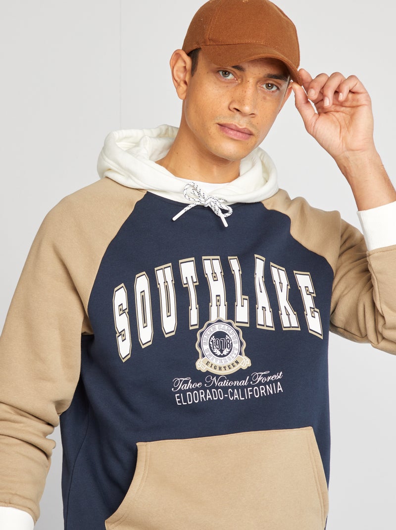 Sweat en molleton type université américaine Marine/beige - Kiabi
