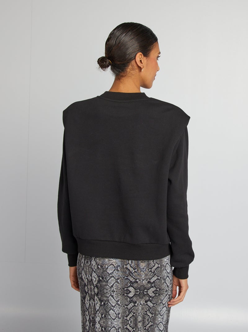 Sweat en molleton uni avec épaulettes noir - Kiabi