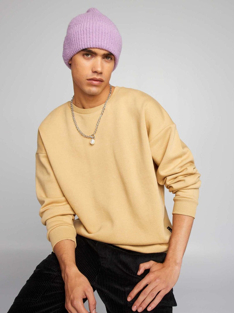 Sweat en molleton uni Beige - Kiabi
