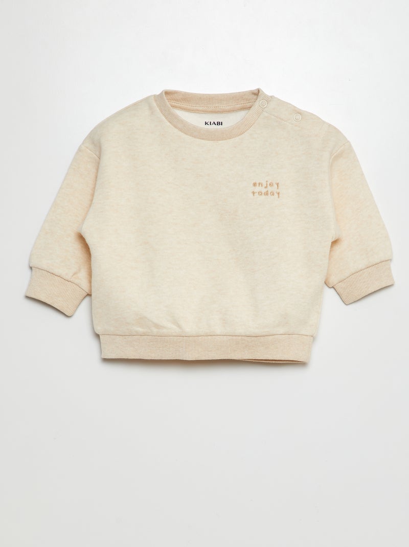 Sweat en molleton uni Beige - Kiabi