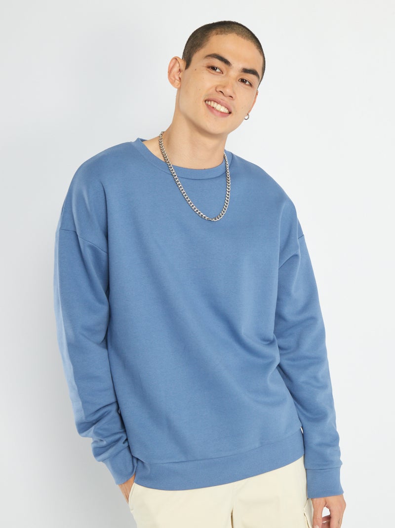 Sweat en molleton uni Bleu - Kiabi