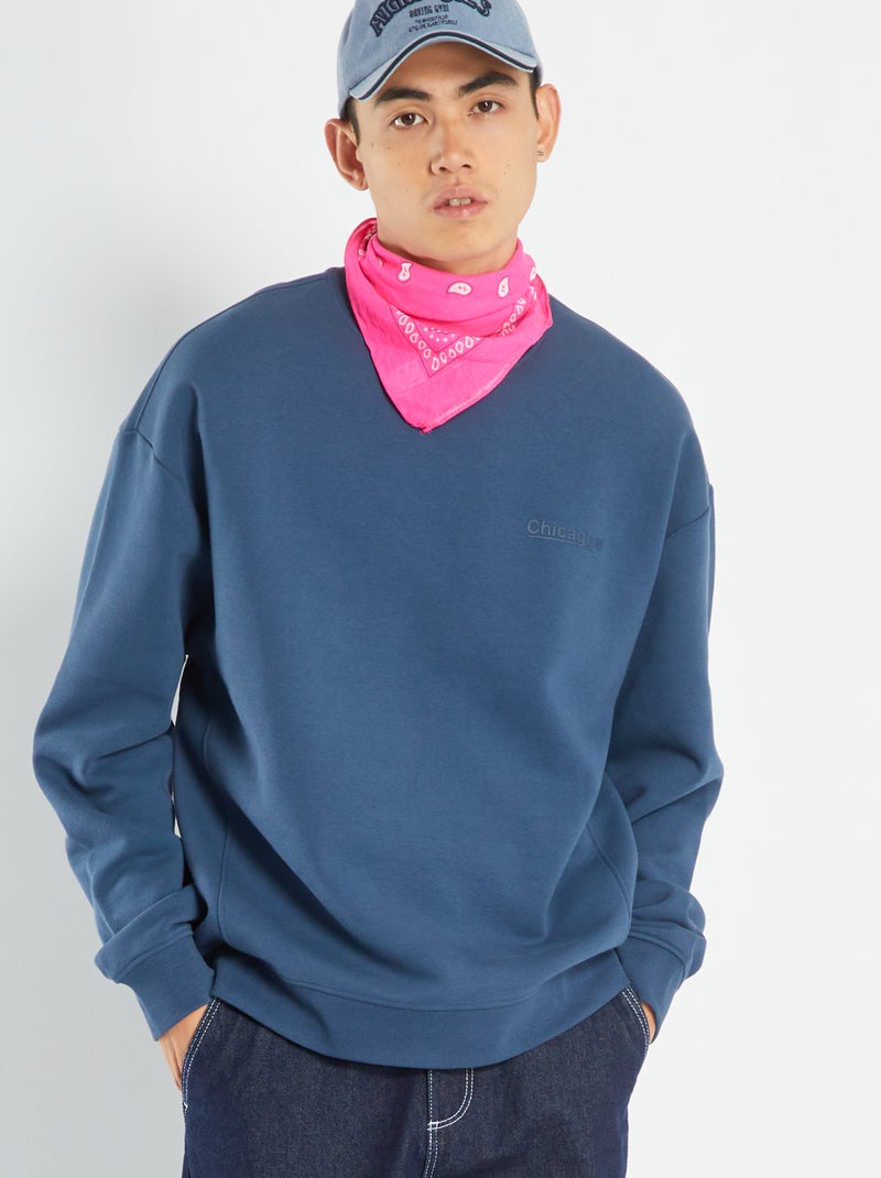 Sweat en molleton uni Bleu - Kiabi