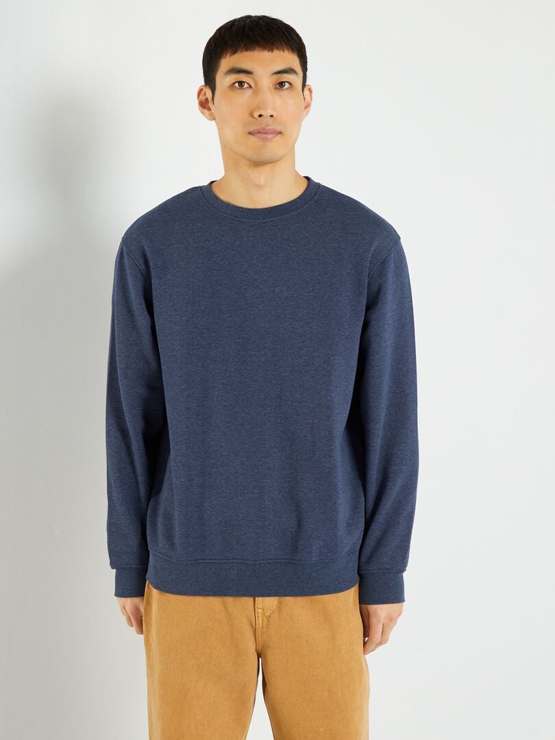 Sweat en molleton uni bleu noir - Kiabi