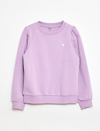 Sweat en molleton uni cœur brodé