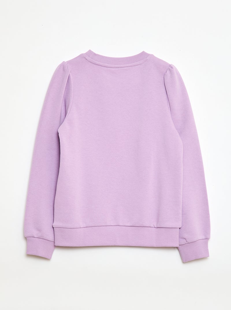 Sweat en molleton uni cœur brodé Violet - Kiabi