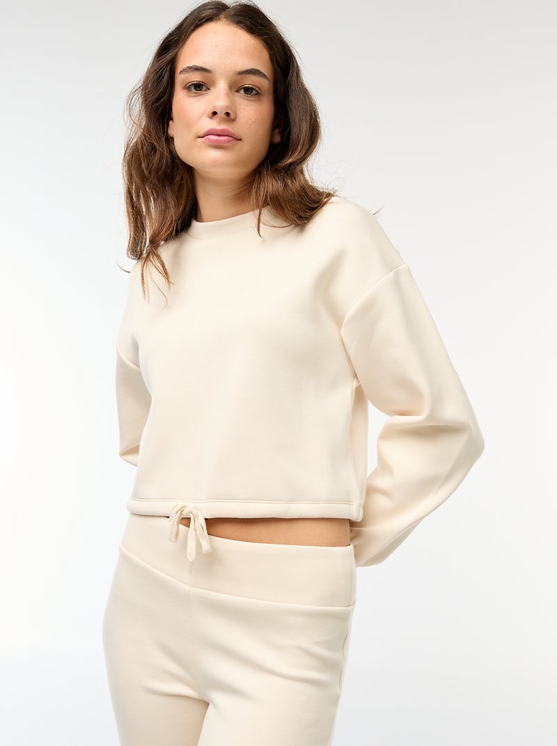 Sweat en molleton uni doux et chaud Beige - Kiabi