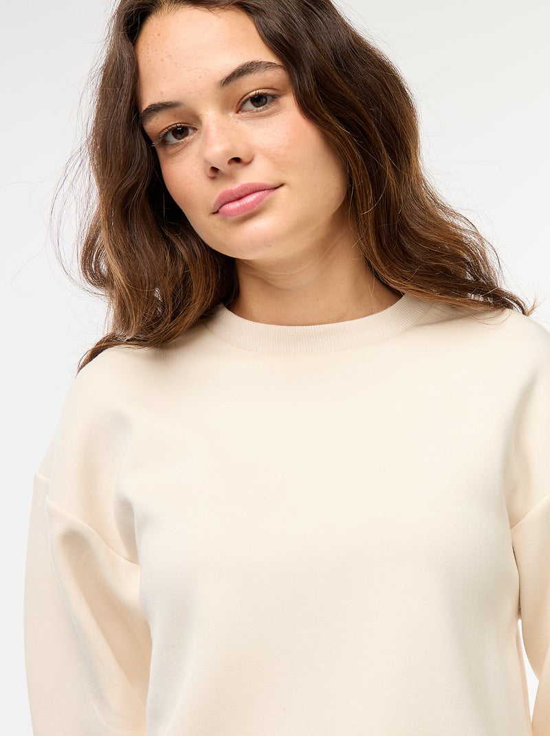 Sweat en molleton uni doux et chaud Beige - Kiabi