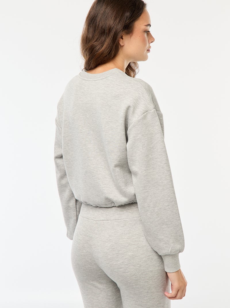 Sweat en molleton uni doux et chaud Gris - Kiabi