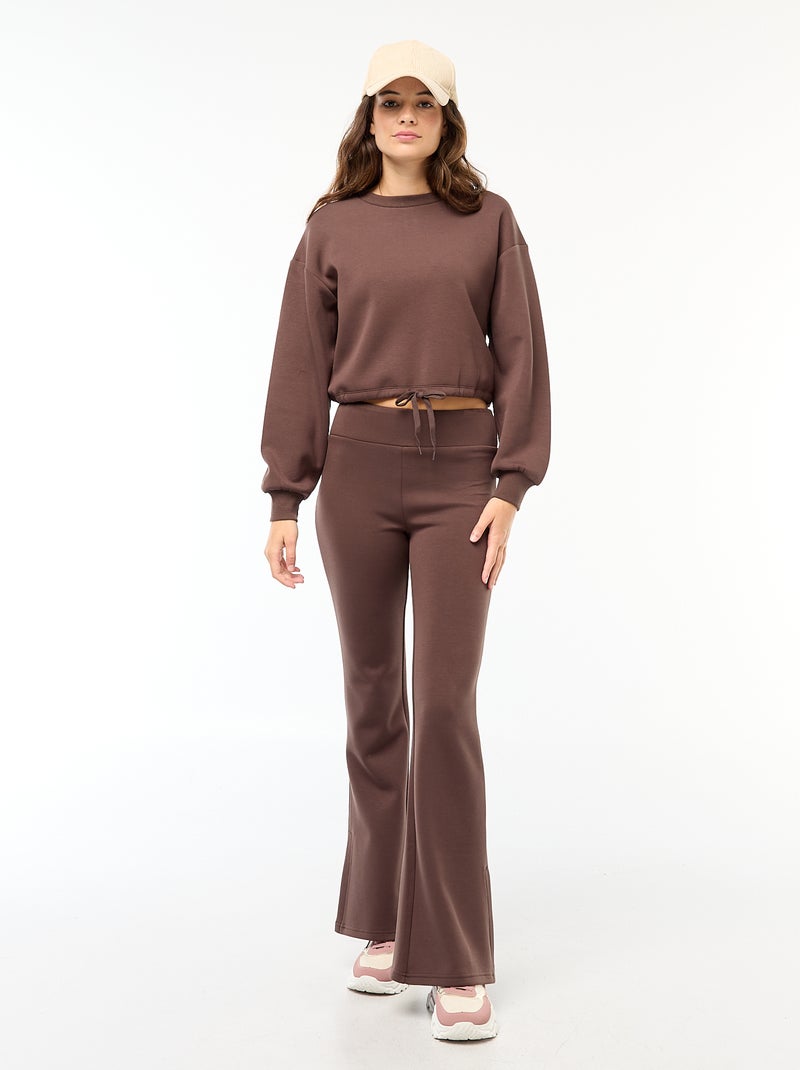 Sweat en molleton uni doux et chaud Marron - Kiabi
