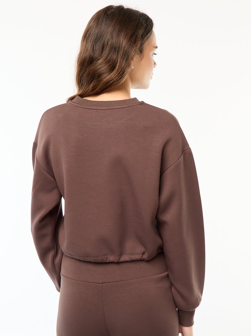 Sweat en molleton uni doux et chaud Marron - Kiabi