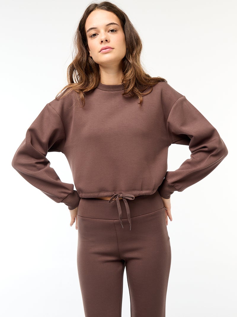 Sweat en molleton uni doux et chaud Marron - Kiabi