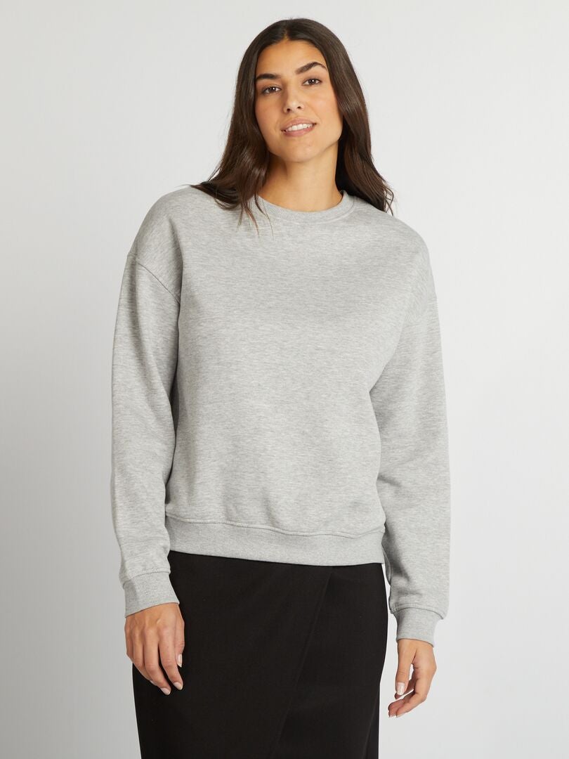 Sweat en molleton uni Gris - Kiabi