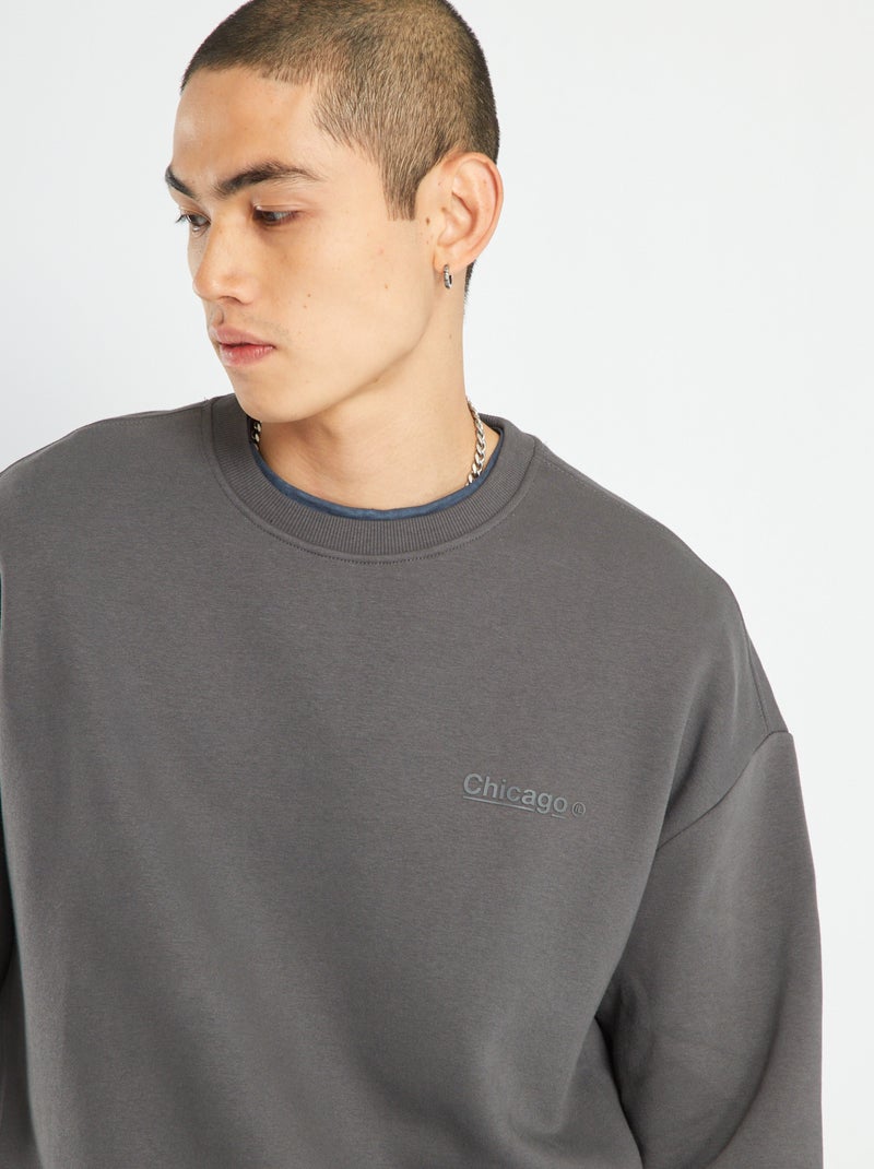 Sweat en molleton uni Gris - Kiabi