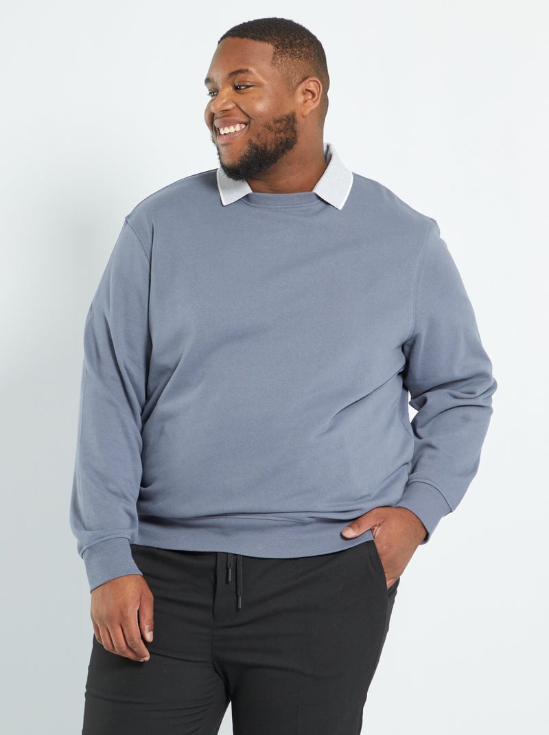 Sweat en molleton uni Gris bleu - Kiabi
