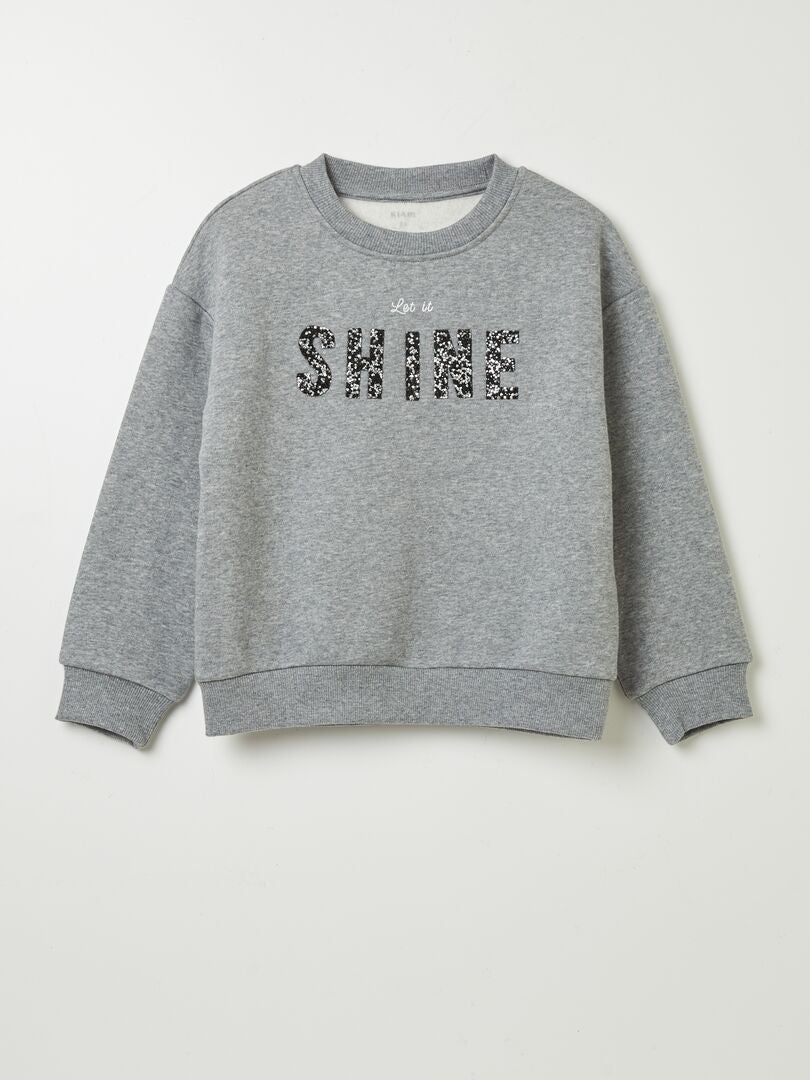 Sweat en molleton uni GRIS - Kiabi