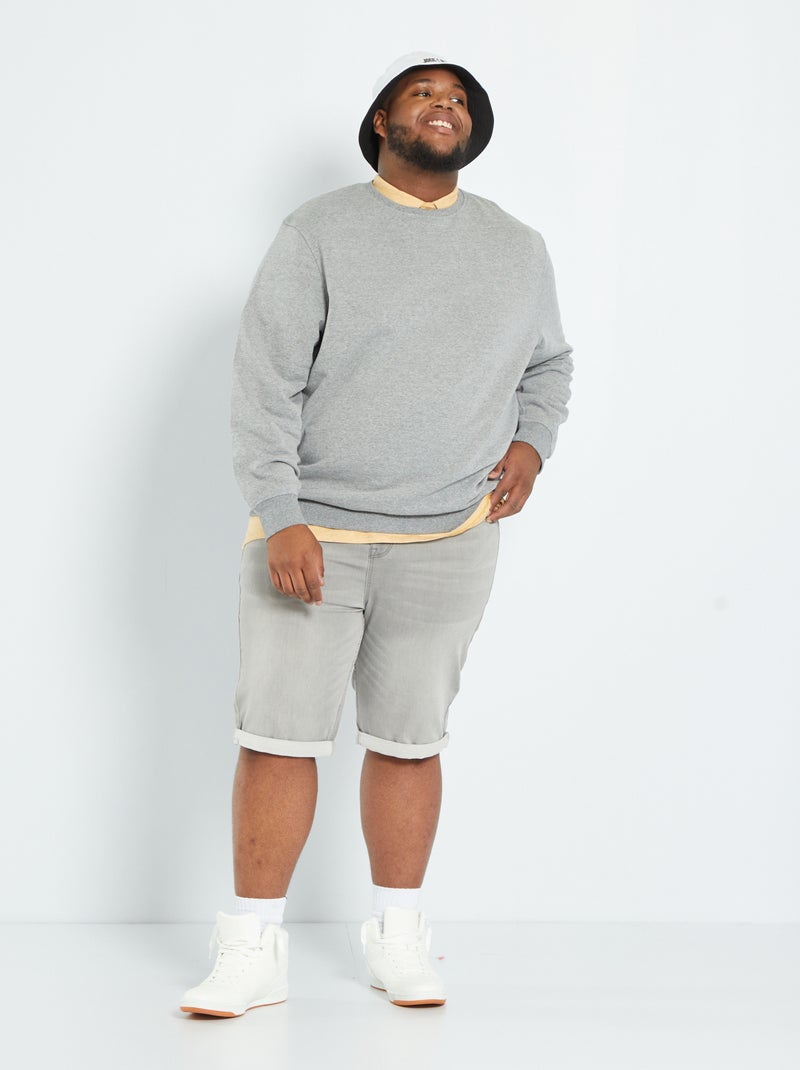 Sweat en molleton uni Gris clair - Kiabi